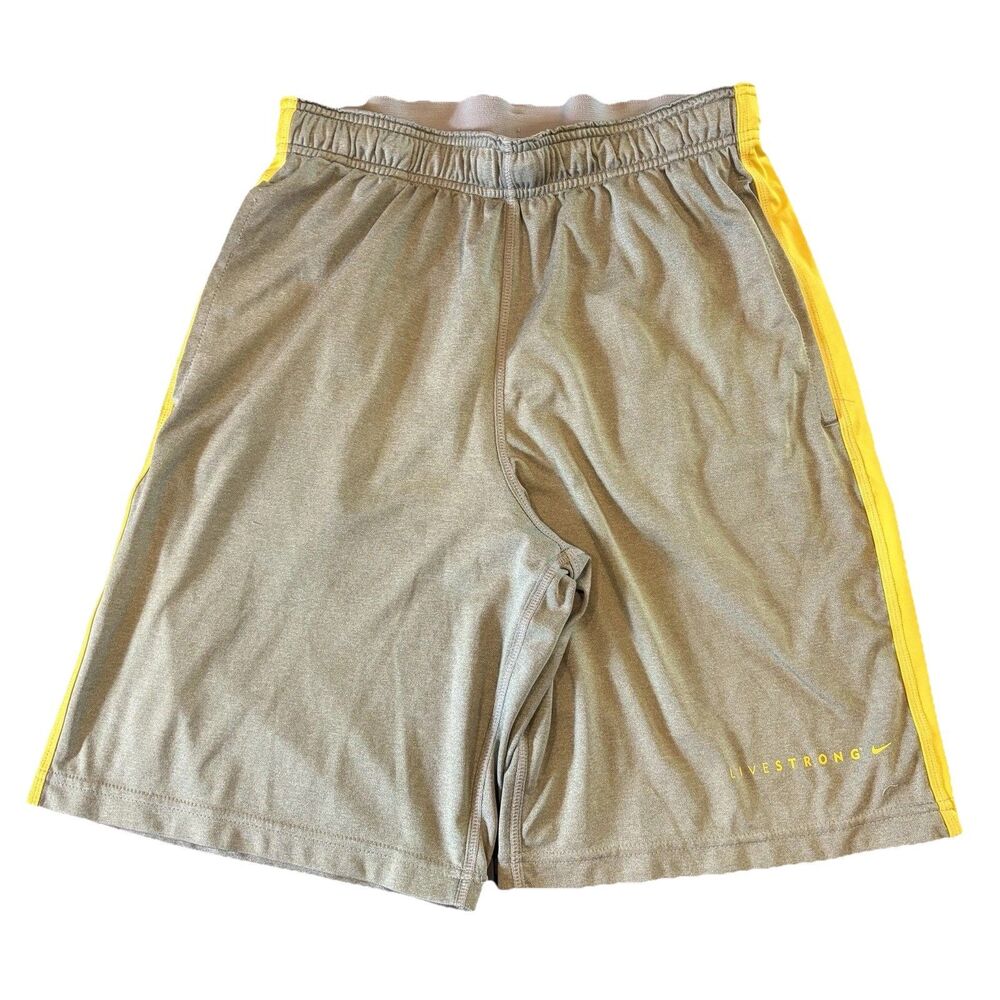 Nike Dri-FIT Men’s Gray/Yellow Athletic Shorts S 9" Inseam Breathable Flaw Read